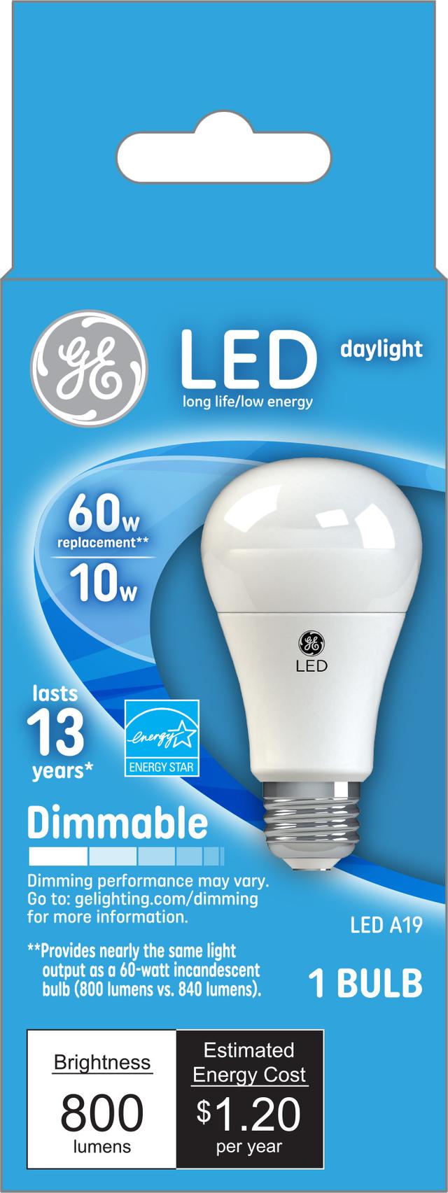 GE Classic LED 60 Watt Replacement, Daylight, A19 General Purpose Bulb (1 Pack)