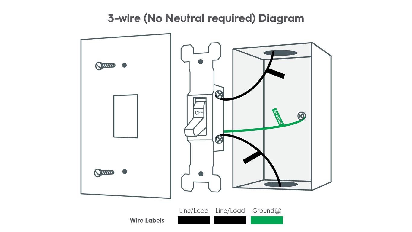 3-wire (No Neutral required) Diagram
