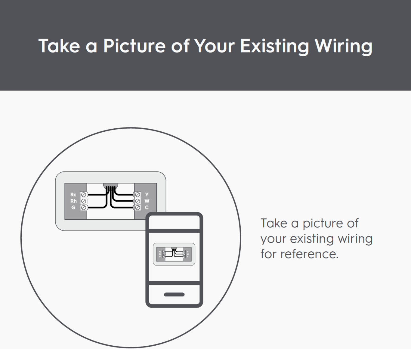 Smart thermostat installation: Remember to take a picture of your existing wiring for reference.