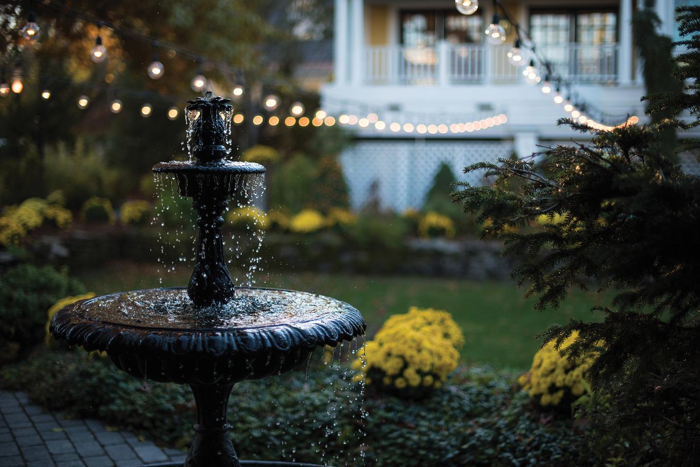 garden fountain using outdoor smart plug