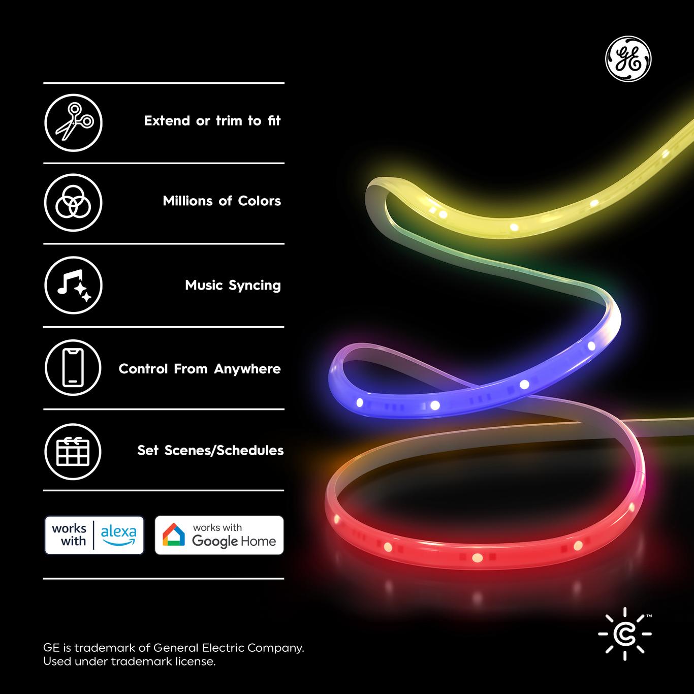 ge cync dynamic effects smart led light strip with music sync