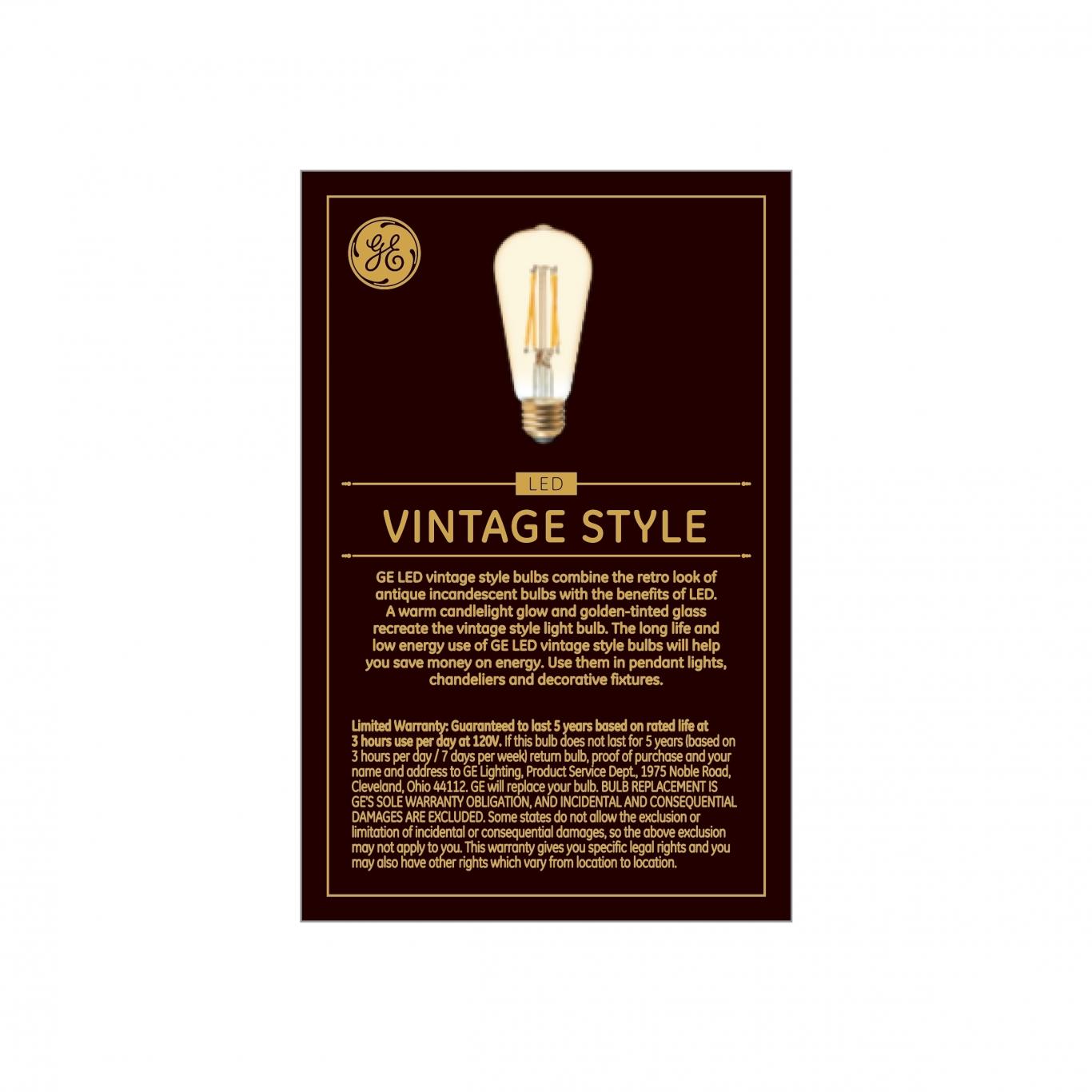 GE Vintage Warm Candle Light 60W Replacement LED Amber