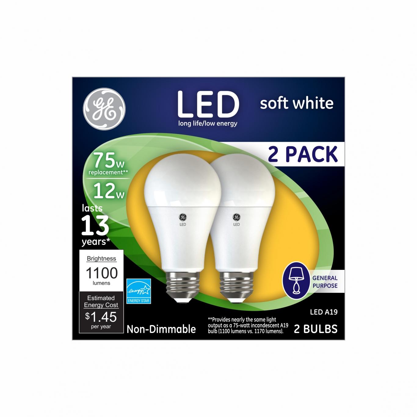 GE Soft White 75W Replacement LED General Purpose A19