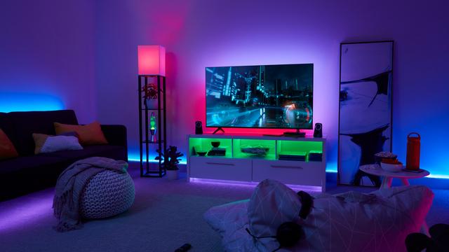 Color Lighting in Game Room 
