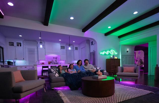 Movie night purple and green lights