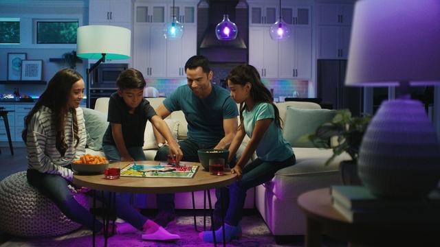 Family game night in the living room