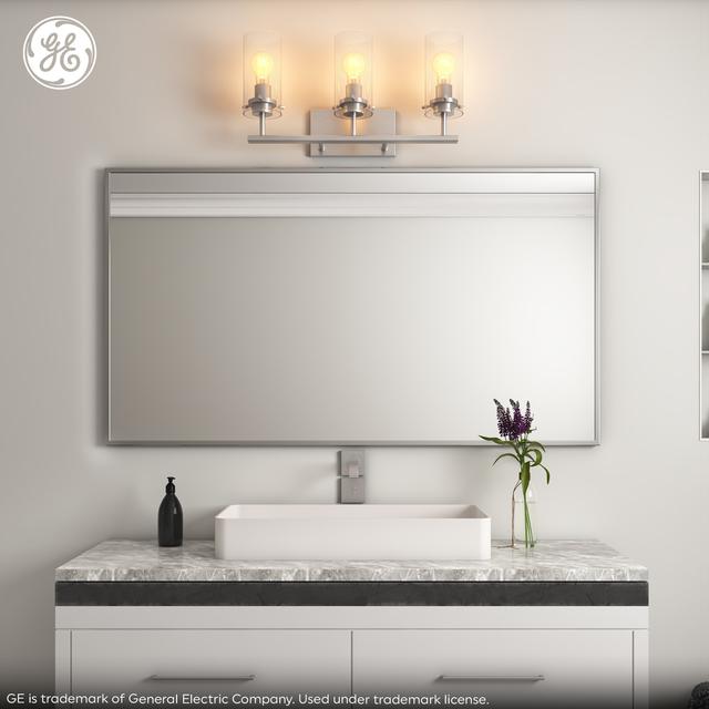 GE 3-Light Vanity Mentor Family Traditional Brushed Nickel