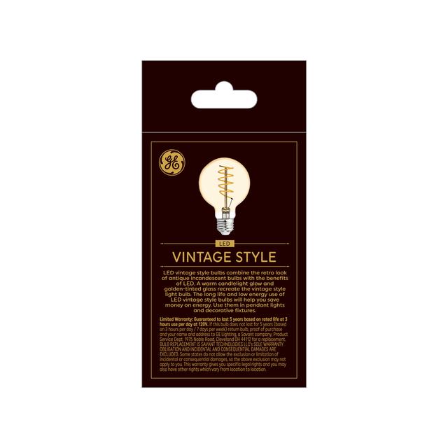 GE Vintage LED 60 Watt Replacement, Candle Light, G25 Globe Light Bulb (1 Pack)
