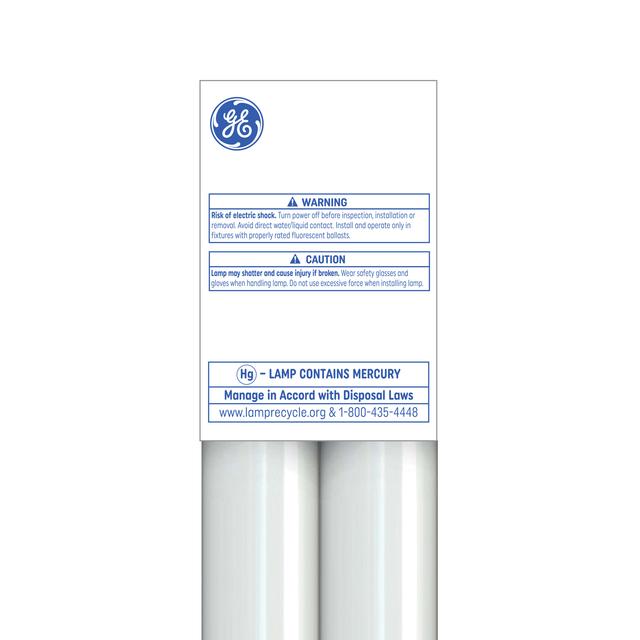 GE Bright White 40 Watt 48 Inch T12 G13 Base Fluorescent Tube 2 Pack