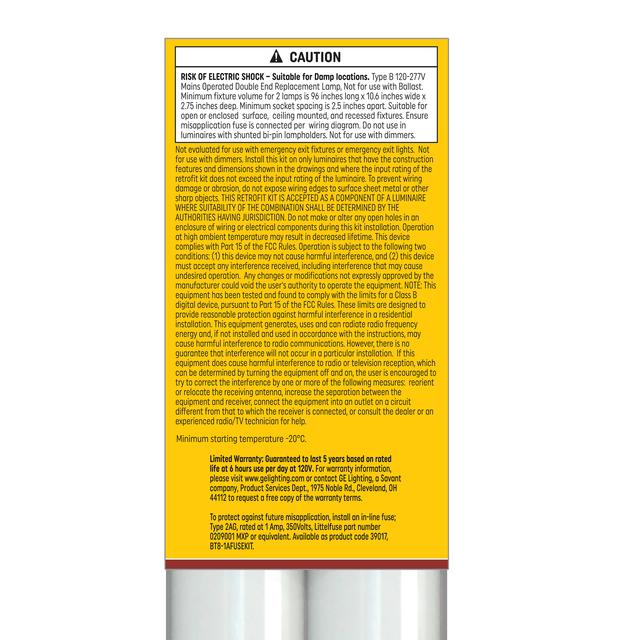 GE Ultra Bright LED 250 Watt Replacement, Daylight, T8 LED Tube Bulbs (2 Pack)