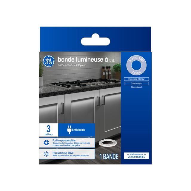 GE Cool White 25W LED 10ft Plug-In Tape Light