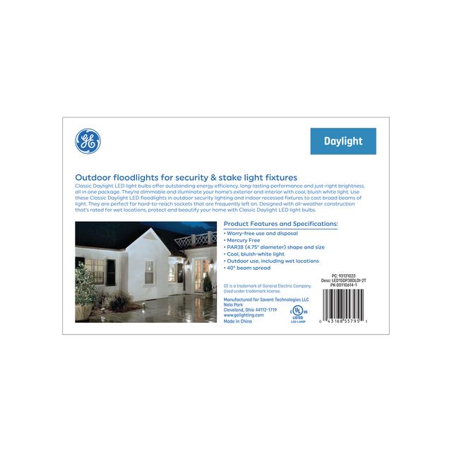 GE Classic LED 150 Watt Replacement, Daylight, PAR38 Outdoor Floodlight Bulbs (2 Pack)