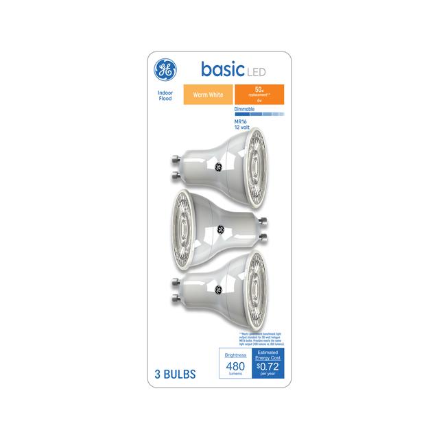 GE Basic LED 50 Watt Replacement, Warm White, MR16 Indoor