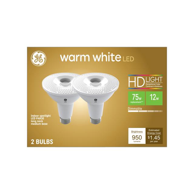 GE Classic LED 75 Watt Replacement, Warm White, PAR30L Indoor Spotlight Bulbs (2 Pack)