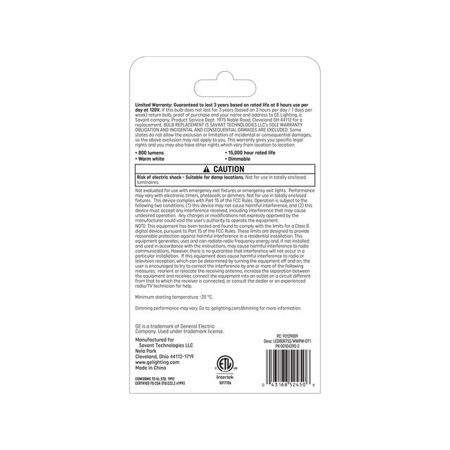 GE Specialty LED 50 Watt Replacement, Warm White, T9 Specialty Bulb (1 Pack)