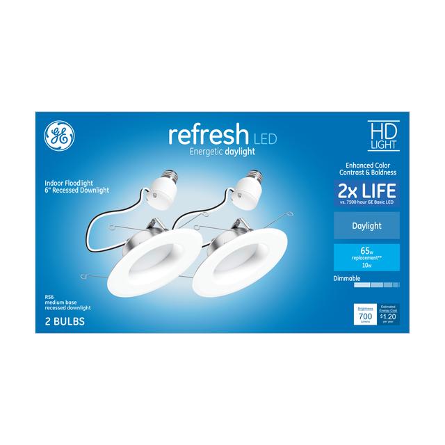 Front package of Refresh HD Daylight 65W Replacement LED Light Bulb Indoor  RS6