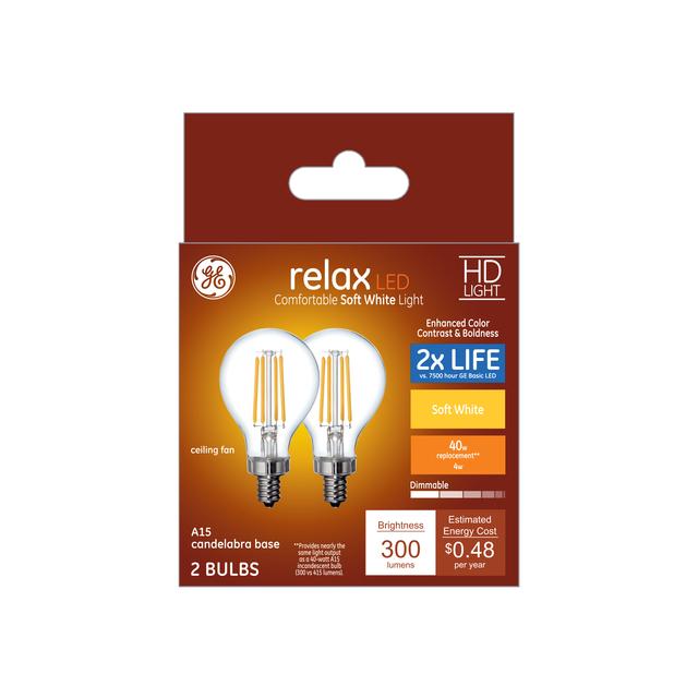 Ge Relax Hd Soft White 40w Replacement Led Light Bulbs Clear Ceiling Fan Candelabra Base A15 Ge Relax Hd Soft White 40w Replacement, Why Ceiling Fans Have Candelabra Bulbs