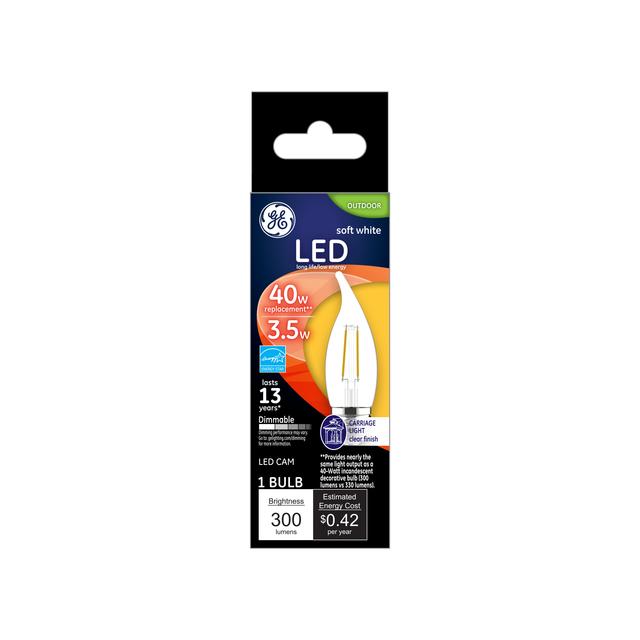 24 Bulbs 300-Lumen Bent Tip Light Bulb with Medium Base Clear Finish 40-watt Replacement GE Lighting Decorative Soft White LED 3.5-watt 