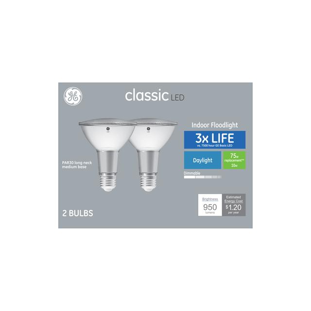 Ge Classic Daylight 75w Replacement Led Indoor Floodlight Long Neck Par30 Light Bulbs 2 Pack Ge Classic Daylight 75w Replacement Led, Indoor Flood Light Fixture