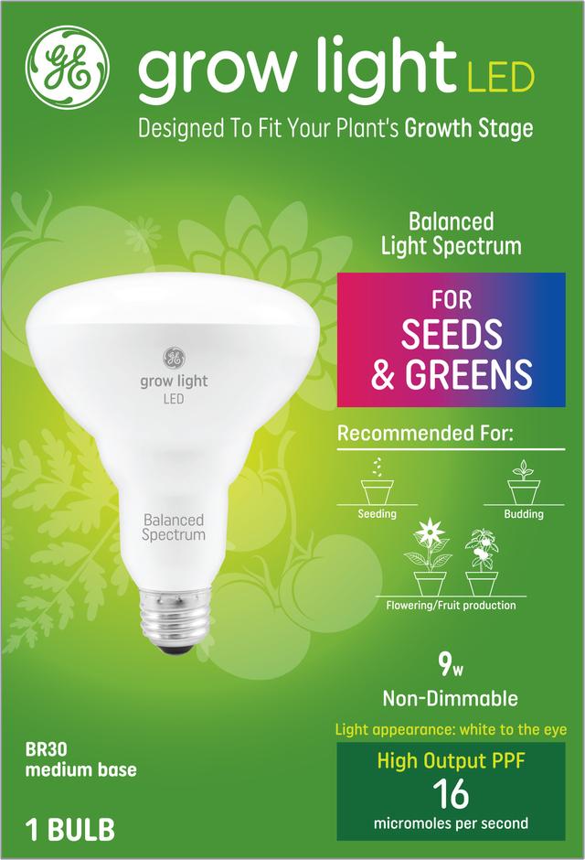 Qualification pea Light GE Grow Light LED 9W Balanced Light Spectrum BR30 Light Bulb (1-Pack)