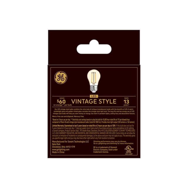 GE Vintage LED 40 Watt Replacement, Candlelight, A15 Ceiling Fan Bulbs (2 Pack)
