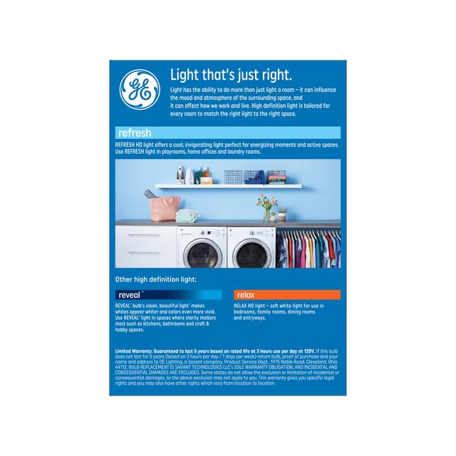 GE Refresh HD LED Light Bulbs, 65 Watt Replacement, Daylight, BR40 Indoor Floodlight Bulb (1 Pack)