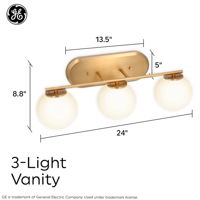 GE 3-Light Vanity Solon Family Soft Gold