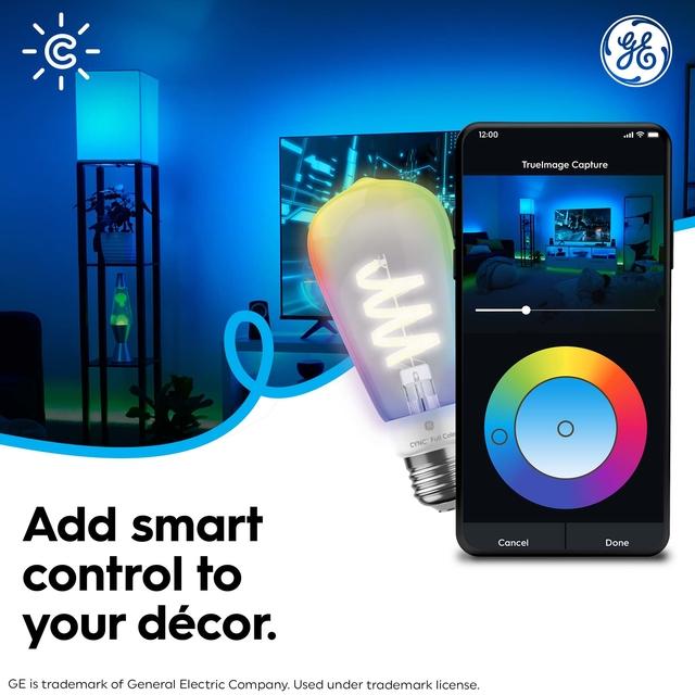 Product Image of Cync Full Color Direct Connect Smart Bulbs (2 LED ST19 Bulbs), 60W Replacement, Bluetooth/Wifi Enabled, Works With Alexa, Google Assistant Without Hub