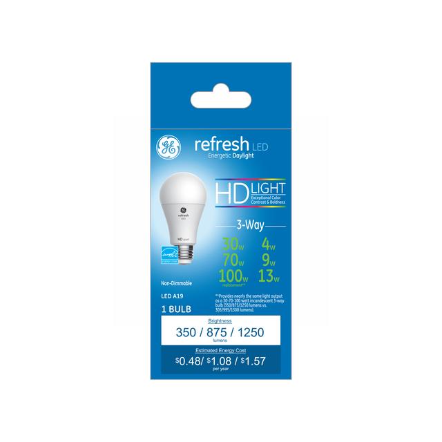 Refresh Hd Daylight 30 70 100w Replacement Led 3 Way Indoor General Purpose A19 Light Bulb