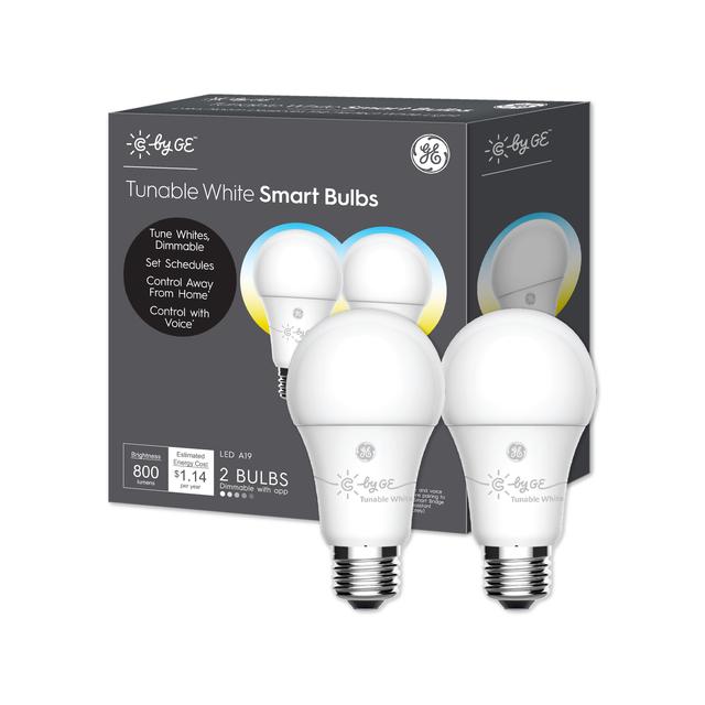 Front package of C by GE Tunable White A19 Smart LED Bulbs (2-Pack)