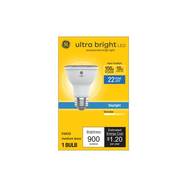 GE Ultra Bright LED 100 Watt Replacement, Daylight, PAR20 Indoor Floodlight Bulb (1 Pack)