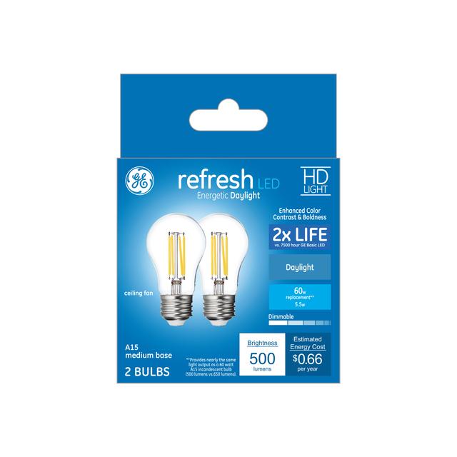 Refresh Hd Daylight 60w Replacement Led Clear Ceiling Fan A15 Light Bulbs 2 Pack Refresh Hd Daylight 60w Replacement Led, Replacing Ceiling Fan Light Bulb