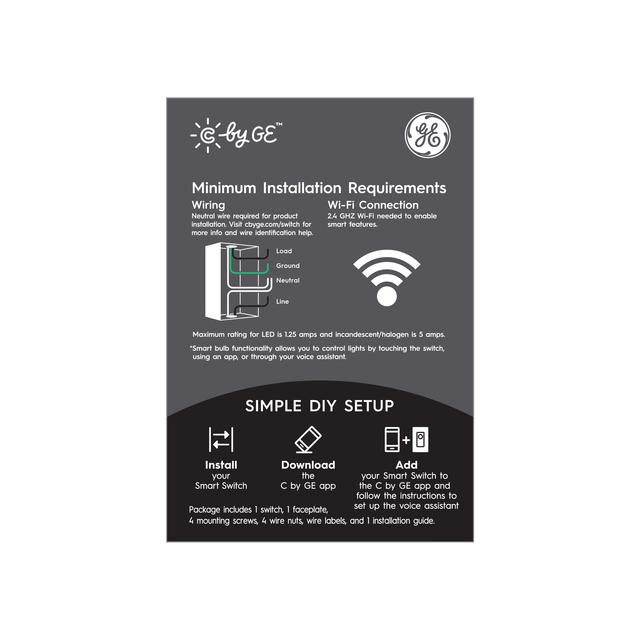 C By Ge On Off 4 Wire Button Style Smart Switch 1 Pack