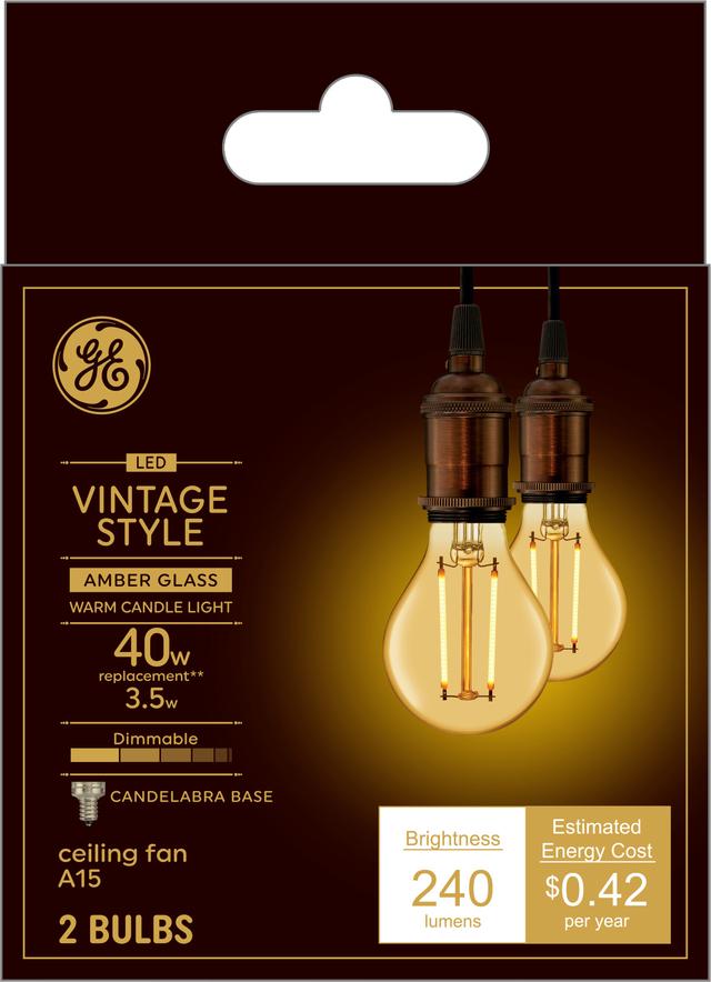 GE Classic 40-Watt Dimmable A15 Light Fixture Incandescent Light Bulb  (2-Pack) at