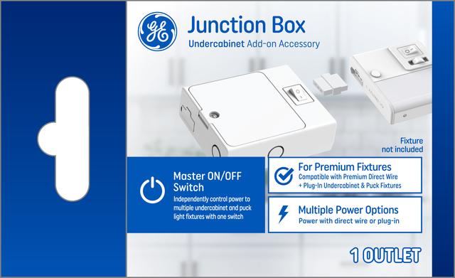 Front package of GE Junction Box Add-On Accessory for Premium Direct Wire/Plug-In Fixtures