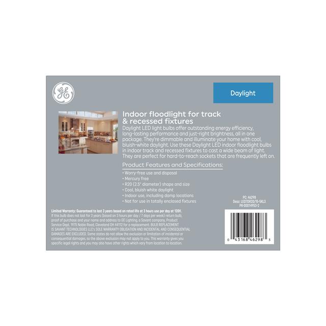 GE Classic LED 45 Watt Replacement, Daylight, R20 Indoor Floodlight Bulbs (3 Pack)