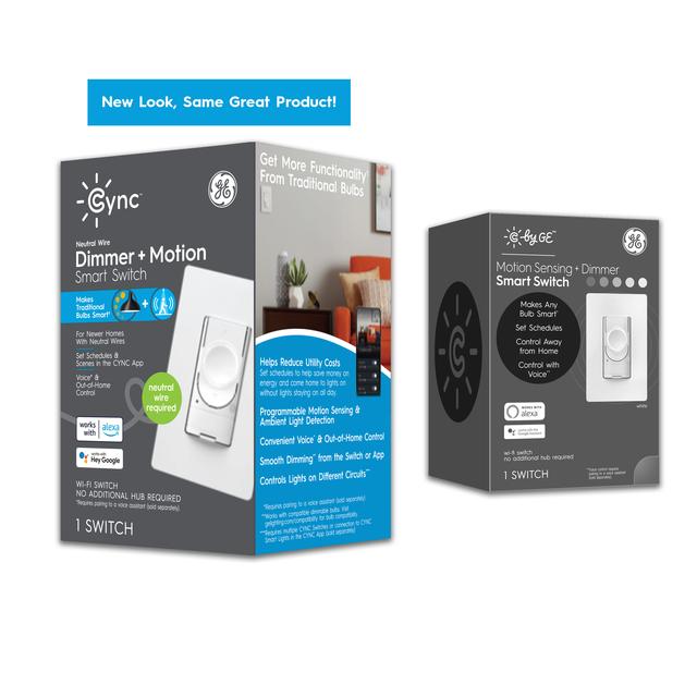 Product Image of GE C by GE Dimmer Smart Switch, Neutral Wire Required, Dimmer + Motion Sensor Switch with Bluetooth and 2.4 GHz WiFi, Alexa and Google Compatible without a Hub (Packaging May Vary)