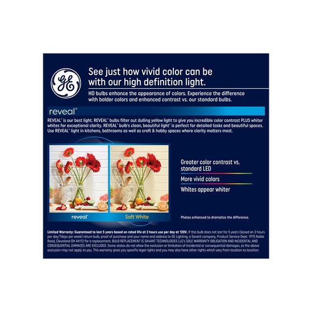 GE Reveal HD+ LED 65 Watt Replacement, Reveal, BR30 Indoor Floodlight Bulbs (2 Pack)