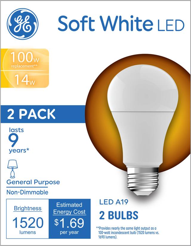 100 watt ge soft white incandescent on sale light bulbs