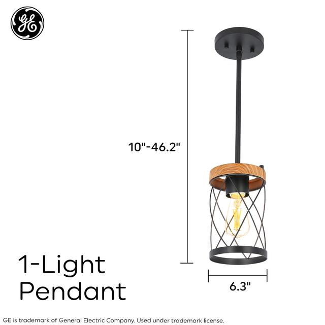 GE 1-Light Pendant Glenwillow Family Farmhouse, Wood Tones