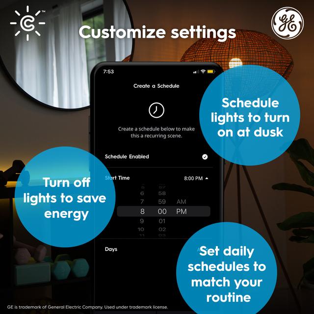 Cync Full Color reveal® Smart Bulb (1 LED A19 Bulb), 60W Replacement, Bluetooth/Wifi Enabled, Works With Alexa, Google Assistant Without Hub