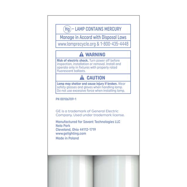 GE Cool White 75 Watt 96 Inch T12 Fa8 Base Fluorescent Tube 2 Pack