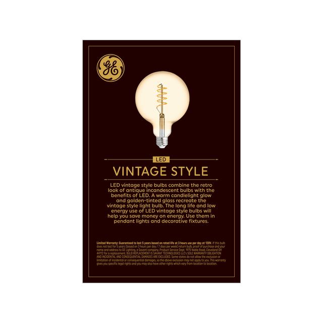 GE Vintage LED 60 Watt Replacement, Candlelight, G40 Deco - Globe Bulb (1 Pack)