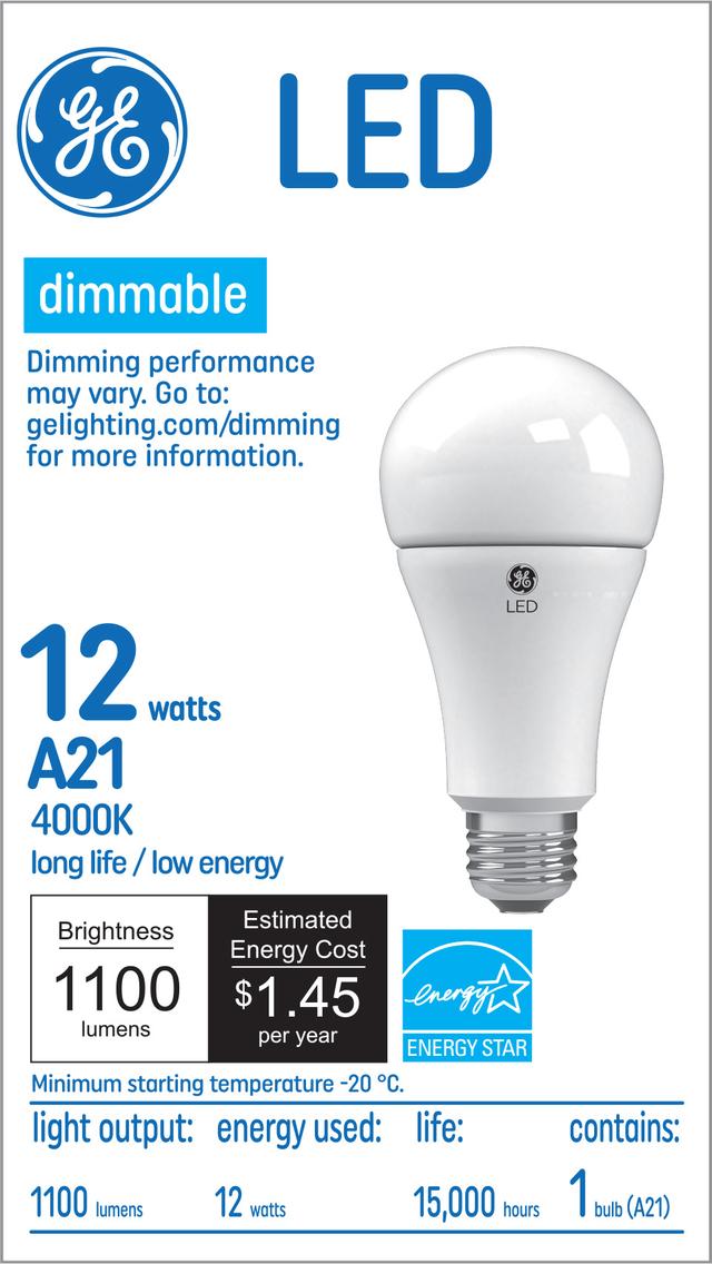 GE Classic LED 12 Watt, Cool White, A21 General Purpose Bulb (1 Pack)