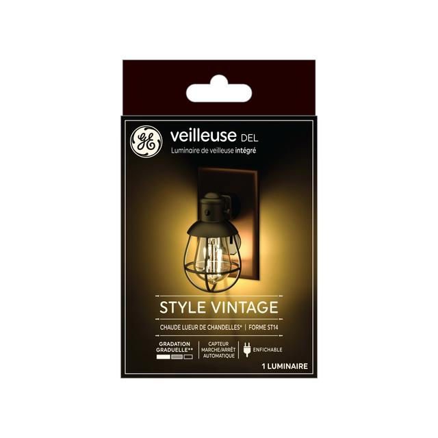 GE Night Light Vintage LED Warm Candlelight Decorative Farmhouse Plug-in Fixture (1-Pack)