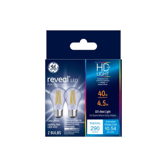 Reveal Hd Color Enhancing 40w Replacement Led Light Bulbs Clear Ceiling Fan Medium Base A15