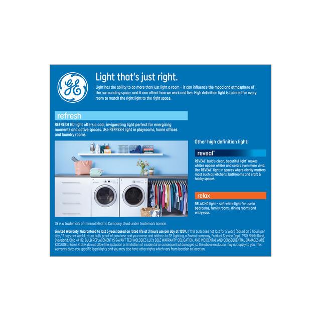 GE Refresh HD LED 60 Watt Replacement, Daylight, A19 General Purpose Bulbs (2 Pack)