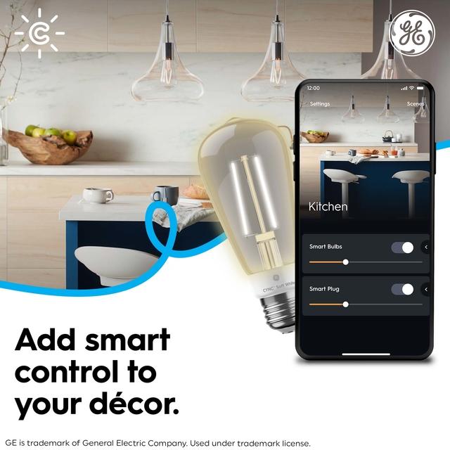 Product Image of Cync Soft White Direct Connect Smart Bulbs (2 LED ST19 Bulbs), 60W Replacement, Bluetooth/Wifi Enabled, Works With Alexa, Google Assistant Without Hub