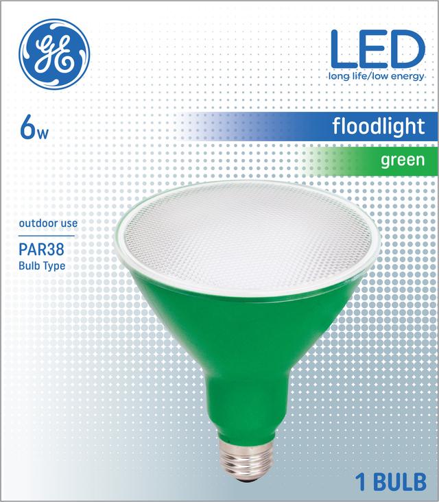 Paquet avant de GE Green Floodlight 6 W LED Outdoor PAR38 (1-Pack)