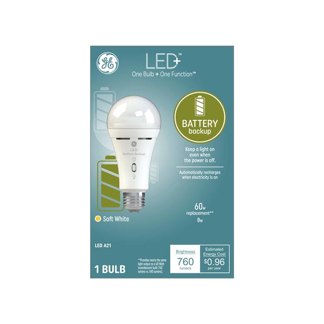 Ampoules LED de secours GE LED+, usage général, A21 ampoule, 8 (1 pack de watts)